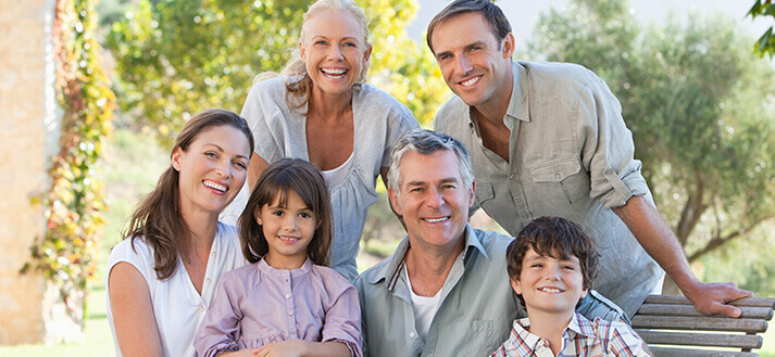 multi-generation family outside